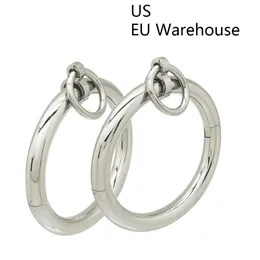 Polished Shining Stainless Steel Lockable Wrist Ankle Cuffs Bangle Slave Bracelet with Removable o Ring Restraints Set ring width 10mm yQ240222