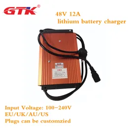 Caricabatteria al litio intelligente portatile GTK 48V 12A per scooter elettrico 13S 54.6V li-ion e-bike e-car