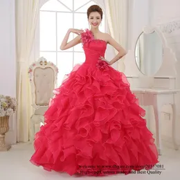 Quinceanera Dresses 2021 Sexy Elegant One-Shoulder Flowers Crystal Party Prom Formal Lace Up Ball Gown Organza Vestidos De 15 Anos Q40