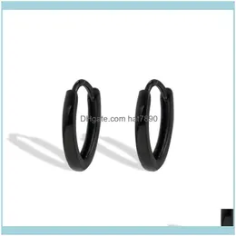 Stud JewelryShishang Corea del Sud Tubo quadrato Oro nero Cerchio S925 Tremella Anello Orecchini con fibbia per l'orecchio Consegna di goccia 2021 Oxv8V