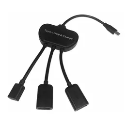 10PCS USB 3.1 Type C Male to 2 Dual USB A 2.0 Female + PD Female 3 in 1 OTG HUB