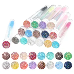 Återanvändbar Diamant Makeup Tool Kits Eyebrow Brush Tube Engång Eyelash Lash Borstar Ersättbar dammsäker gnistrande