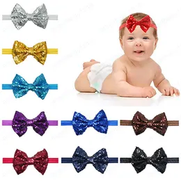 10 cm glänzende Pailletten Schleife Kleinkind Haarband süße handgemachte Bögen elastisches Stirnband Baby Kopfbedeckung Weihnachtsdekoration Kinder Geschenk