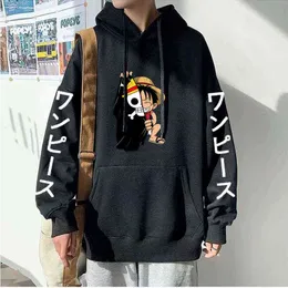 Hot Comics One Piece Hoodies Män Kvinnor Mode Anime Luffy Pullover Oversized Hoodie Sweats Hip Hop Boys Mens Kläder Sudaderas Y211122