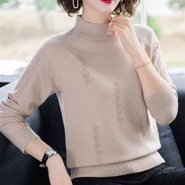 Peonfly Turtleneck Sweter Jesień Zimowe Dzianiny Swetry Kobiety Swetry Dorywczo Loose Długi Rękaw Solidna Kolor Kobiet Jumper 210812