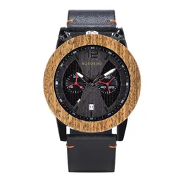 Men Wooden Wirst Watches Auto Date Montre Bois Homme Complete Calendar Clock Leather Band Custom For Male Drop Wristwatches303o