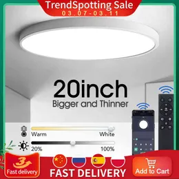 Ultra-tunn LED-takljus Modern 20 tum stor taklampa för vardagsrum Ljusstyrka Dimbar AC85-265V Panelljus för rum W220307