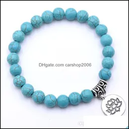 Braccialetti con perline e fili Gioielli Bracciale con ciondolo di loto Uomini e donne Moda Pietra naturale Gioielli da polso Diffusione di olio essenziale Aroma Pers