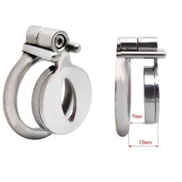 NXYCockrings Flat Male Chastity Cage with Urinary Hole Bondage Belt Steel Penis Rings Small Metal Cock-Lock Intimate BDSM Sex Toys for Men 1124