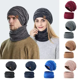 Winter Beanie Hat Scarf Set Kobiety Mężczyźni Moda Sluchy Szalik Ciepły Kapelusz z dzianiny dla Outdoor Sports Hilking Narciarstwo