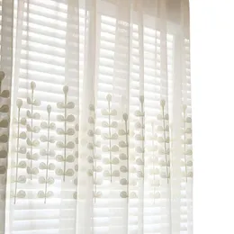 Vorhang drapiert weiße bestickte Tüll-Fenstervorhänge für Wohnzimmer, Blatt, Schlafzimmer, Küche, Voile, transparente Tür