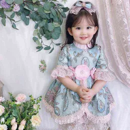 Children Spanish Dressses 2021 Summer Baby Girls Spain Lolita Dress With Flower Infant Lace Ball Gowns Toddle Royal XW008 G1218