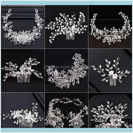 Jewelrydesign Sier Color Pearl Jewelry Handmade Crystal Wedding Tiara Combs Sale Headpiece Bridal Hair Aessories Drop Delivery 2021 Jvnwi