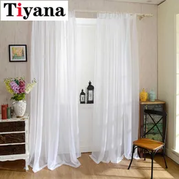 Europe Solid White Yarn Curtain Window Tulle Curtains For Living Room Kitchen Modern Window Treatments Voile Curtain P184Z40 210712