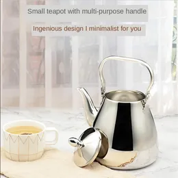 Sanqia Högkvalitativ enkel stil Rostfritt stål Lift Pot Metal Tekanna med Filter Tea Kettle Struter Infuser 210813