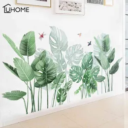 Grande Green Tropical Plant Leaves Adesivi Adesivi Porta da parete Decor Soggiorno Angolo Decorazione rimovibile Vinyl Murale Art Decalcomanie 210615