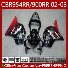 Honda CBR900 CBR954 RR CB CBR954 RR CC 2002-2003 CBR954RR CBR 900RR954RR CBR 900RR954RR 900CC 02 03 CBR900RR CBR954-RR 2002 2003フェアリックス赤光沢のあるBlk