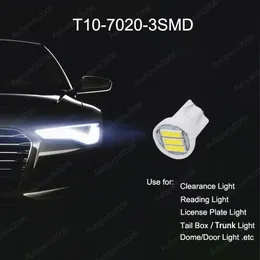 100 pçs / lote branco T10 7020 3smd LED cunha lâmpada de carro lâmpadas auto lâmpadas de cúpula porta lendo lâmpadas de lâmpadas Luzes 12V