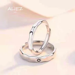 Exquisite Trendy Romantic Sun Moon Couple RING 925 Silver Love Token Small Public Design Metal Opening Fashion Ring Set G1125
