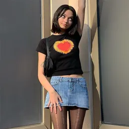 チャイニーズスタイルカジュアルブラック女性Tシャツハラジュク半袖トップTシャツホローセクシーなティーサマー210607