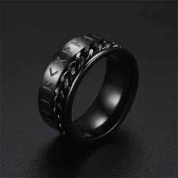 Accessories Fashion Chain Punk Anti Stress Gothic Anxiety Rings Viking Titanium Steel Ring Relieve Pressure Rotatable G1125