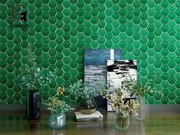 Hexagon Handmade Płytki Mozaika Płytka Hotelowa Restauracja Tło Wall Cegła Zielona Shell Cegły