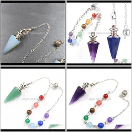 Sten lösa pärlor smycken droppleverans 2021 reiki lapis opal clear crystal quartz dowsing healing chakra chain pendel pendell för kvinnor män