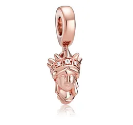 Fit Pandora Charm Bractelet европейские серебряные подвески бусины розовые золотые статуи свободы подвеска DIY змеиная цепь для женщин браслет ожерелье ювелирные изделия