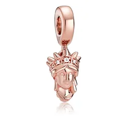 Fit Pandora Bracciale con ciondoli Ciondoli in argento europeo Perline Ciondolo Statua della Libertà in oro rosa Catena serpente fai-da-te Per gioielli collana braccialetto da donna