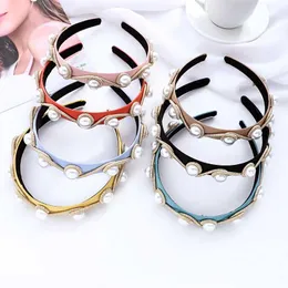 Vintage Pearl Bezel Hairband Women Braided Headband Girls Hair Accessories Opaska Do Wlosow Diademas Para El Pelo Headwear