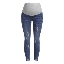 Mutterschaft Leggings Schwangerschaft Kleidung Hohe Taille Jeans Flares Knöchel Hosen Schwangere Hosen Denim Damen 210721