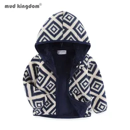 Mudkingdom Jungen Gils Kapuzenmäntel Mode Dinosaurier Druckmuster Langarm Kinder Oberbekleidung Winter Fleece Jacken Kleidung 211203