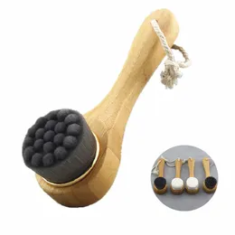 2021 Wooden Handled Nano Silk Cleansing Brush Facial Clean Removing Blackheads Beauty Brushes Bathroom Supplies