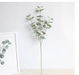 2021 nova folha de eucalyptus de dólar de prata artificial para flores de seda loja doméstica Dest Decoração rústica planta de trevo