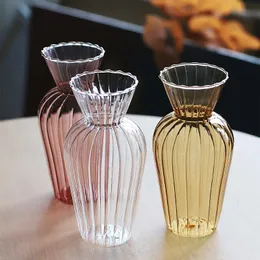 Nordic Glass Vase Dekoration Hem Jarones Dekorativos Moderno Plant Hydroponics Vaser Transparent Flower Pot Vaso Planta Desk Planters Po