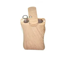 Handmade Wood Dugout Pipe with Glass Tube Smoking Accessories Filter Digger One Hitter Cigarette Pipes Case Container Hookahs Bongs