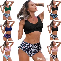 Women Swimsuit Summer Bathing Suit Beachwear 2 Two Piece Bandage Swimwear New Twist Bag Female Sexy High Waist Printed Bikini