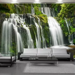 3D風景の壁紙大きい山々と滝の美しい風景家の装飾描画防水防汚壁紙の壁紙