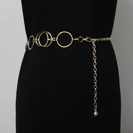 Cintos do estilo europeu e americano Big Circle Long Chain com vestido coreano Casual Salia Coloque Decoração de Metal Feminino