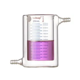 Laborbedarf, Doppelschichtbecher, 250 ml, ummanteltes Glas, pokatalytischer Reaktor, Glas mit hohem Borosilikatgehalt, verdicktes Glas