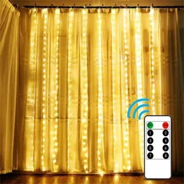 3x2 / 4x2 pilot zdalnego sterowania iscicle Curtain Fairy Lights Christmas Lights LED String Lights Garland Party Garden Street Wedding Decor 211122