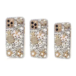 Luxe Bling Glitter Volledige Diamond Cases Parfumfles Handgemaakte Clear Acryl Cover voor iPhone 13 12 11 Pro Max 8 Samsung S20 FE S21 Ultra A02S A12 A22 A32 A42 A52 A72 A21S