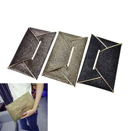 Luxury Brand Evening Party Bag Clutches Women s Guld Sequins Kuvert Purse Koppling Handväskor Glänsande Solid Ultrathin