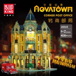 DHL 16010 4030pcs MOC Street View Creative Series Post Office Corner Building Blocks Mattoni Giocattoli educativi per bambini Regalo di Natale