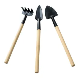 Mini kit di attrezzi da giardino piccola pala rastrello vanga manico in legno testa in metallo bambini giardiniere attrezzo per piante da giardinaggio SN4313