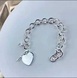 S925 Silver Rose Guld Armband Silver Key Heart Armband Original Brand Fashion Smycken Flickvän Present Q0603