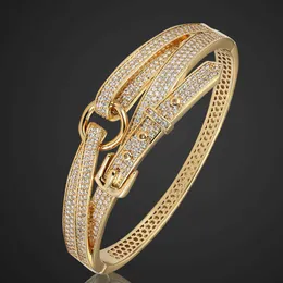 Blucome Perfect Aaa Zircon Bangles for Men Anniversary Jewelry Copper Bracelet Women's Pulseira De Ouro Love Chain Bangles Q0720