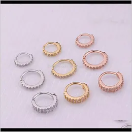 Ringe Studs Körper Drop Lieferung 2021 Punktion Schmuck Echte Goldfarbe Micro Inlaid Zirkon Nasenring Knorpel Ohrringe PSFQO