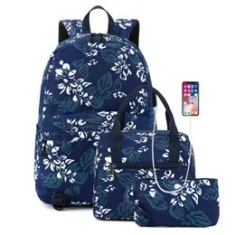 Högkvalitativ resa Oxford Cloth Vattentät Backpack School Bags Tre-Piece Backpack Set
