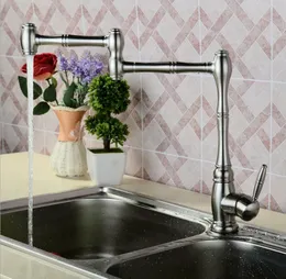 SUS 304 Łazienka Kitchen Sink Faucet Swivel Spout Hot Cold Water Materser Tap Deck Mount Stainless Steel Szczotkowane nikiel